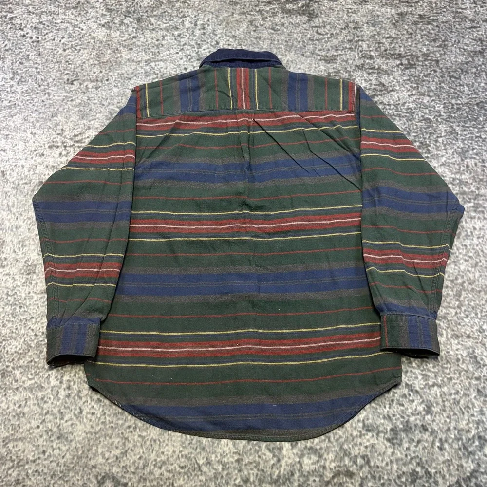 Vintage J. Crew Shirt Button Down Horizontal Striped‎ Mens Large Casual Preppy